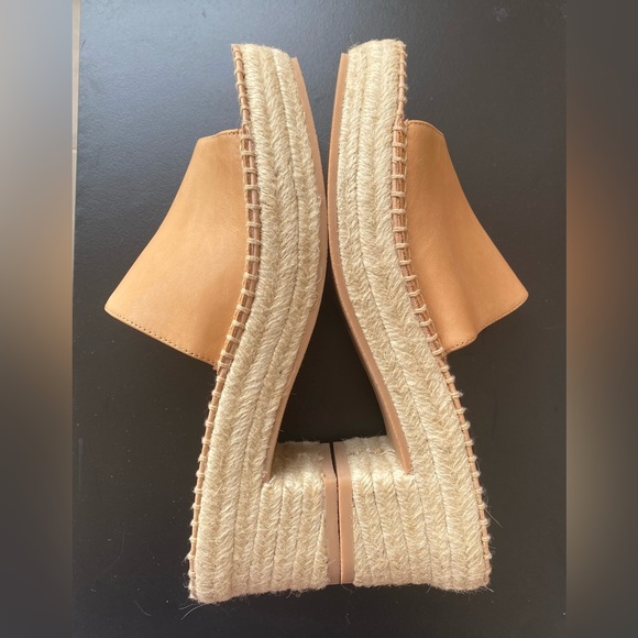 Soludos Laguna Camel Tan Leather Espadrille Heeled Mule Sandals Size 10 NWOT! - Picture 6 of 9